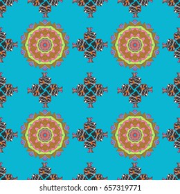Background. Boho style flower seamless pattern. Vector Mandala. Tiled mandala design, best for print fabric or papper and more.
