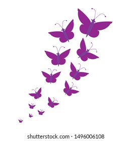 Background With A Border Of Butterflies Flying.