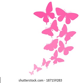 background with a border of butterflies flying. Perfect for background greeting cards and invitations to the day of the wedding, birthday
