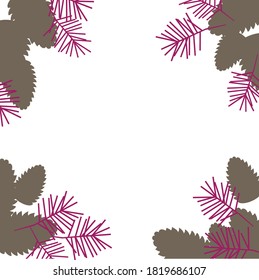 Background or border featuring a seasonal design of pine cones and pine needles