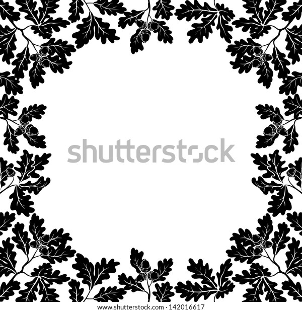 Background Border Oak Branches Leaves Acorns Stock Vector (Royalty Free ...