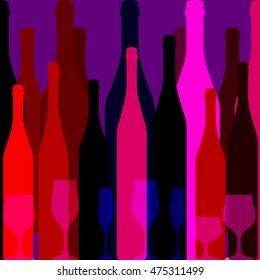 Background Bottle Ilustration.Alcoholic Bar Menu.Design for Party.Template for Menu Card.Wine List Design.Suitable for Poster.Card Cocktail Party.Bottle of Wine Vector.