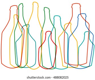 Background Bottle Ilustration.Alcoholic Bar Menu.Design for Party.Template for Menu Card.Wine List Placard.Suitable for Poster.Card Cocktail Invation.Bottle of Wine Vector.