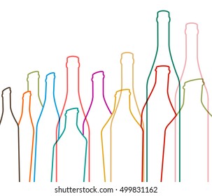 Background Bottle Ilustration.Alcoholic Bar Menu.Design for Party.Template for Menu Card.Wine List Placard.Suitable for Poster.Card Cocktail Invation.Bottle of Wine Vector.
