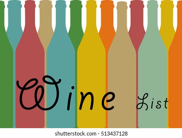 Background Bottle Ilustration.Alcoholic Bar Menu.Design for Party Vector.Template for Cocktail Card.Wine List Placard.Suitable for Poster.