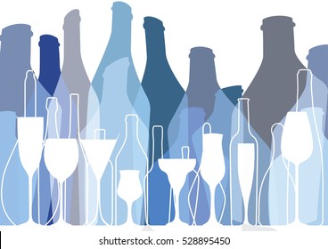 Vector de botella de fondo.Menú Barra alcohólica.Diseño para fiesta.Tarjeta con lentes.Botellas alcohólicas Fondo.Diseño de lista de vinos.Vector de fiesta de cóctel.Plantilla para tarjeta de menú.Ilustración de arte de vino.