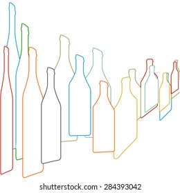 Background with bottles ,set of colorful bottle on background.