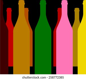 Background with bottles,vector colorful bottle on background.