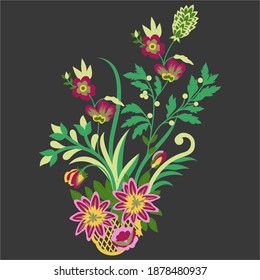 Background with bouquet of flower .Vector coreldraw drawing and sketch flower. 