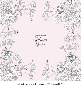 Background with bouquet of flowers.Vector Illustration