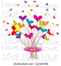 Background with a bouquet of hearts