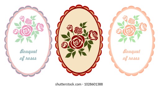 Background with bouquet of roses. Vector background with a bouquet of roses in a frame.