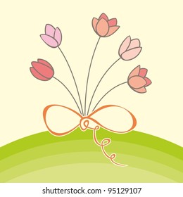 Background with bouquet of tulips