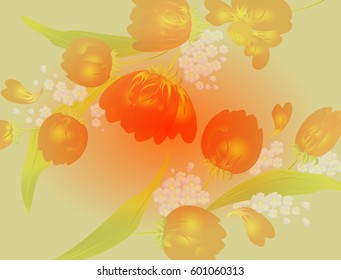 Background with bouquet of tulips. EPS10 vector illustration