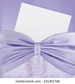 Background with a bow and a blanks white paper. Vector illustration