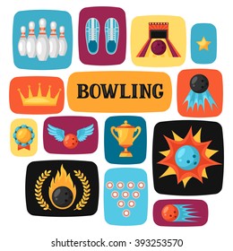 Background with bowling items. Image for advertising booklets, banners and flayers.