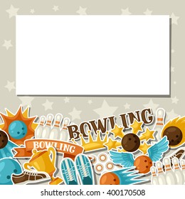 Background with bowling items. Image for advertising booklets, banners and flayers.