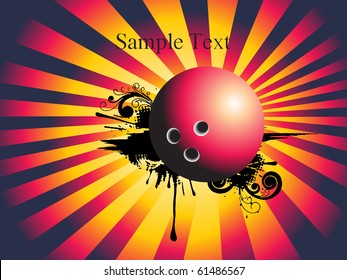 background with bowling pins and ball, illustration