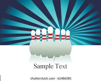 background with bowling pins and ball, illustration