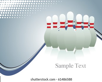 background with bowling pins and ball, illustration