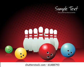 background with bowling pins and ball, illustration