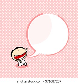 Background with a boy and a speech bubble window for your text