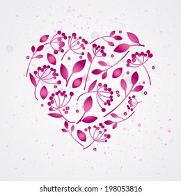 background branch heart silhouette vector illustration abstract graphic card design invitation 