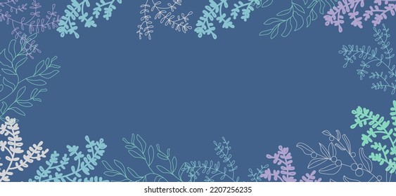 Background  with branches . Blue color vector illustration for banner 