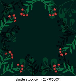 A background of branches, leaves and berries of the Christmas tree holly.