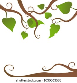 Background with branches on white. branches and leaves, vector