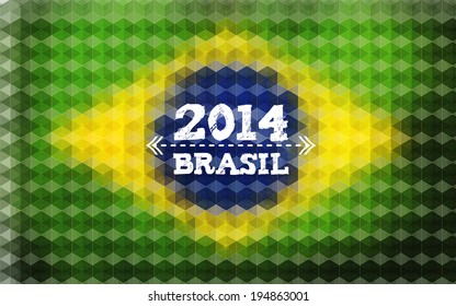 Background with Brasil Flag, 2014 Brasil Lettering. 