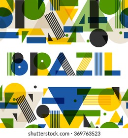 Background with Brazil in abstract geometric style. Design for covers, tourist brochure, advertising banner.