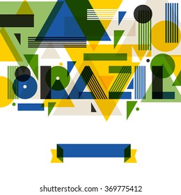 Background with Brazil in abstract geometric style. Design for covers, tourist brochure, advertising banner.