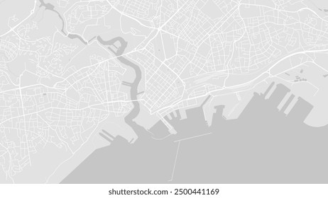 Background Brest map, France, white and light grey city poster with roads and water. Widescreen proportion, digital flat design roadmap.