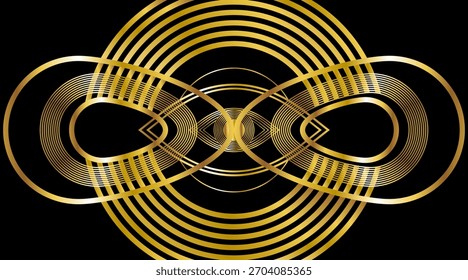 Fondo de Formas orgánicas Abstractas brillantes con contornos dorados