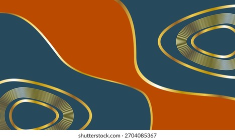 Background of Bright Abstract Organic Shapes with Golden Outlines