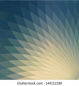 Background with bright blue geometric flower. Flow  spectral light.