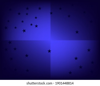 Background. Bright blue background. Pattern with stars. Vector with gradient. Blurred magic template for web design, postcards, valentines, presentation.