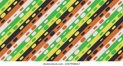 Background of bright colored diagonals with rounded shapes along. Pattern for textile, pillow, cloth, background, packaging, notepad, cup, wallpaper.