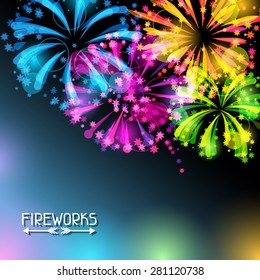 Background with bright colorful fireworks and salute.