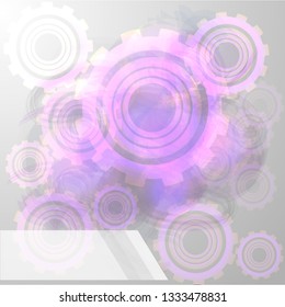 Background in bright colors with the image of gears that is suitable for tech subjects. Vector graphics