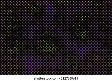 Background with bright dots, circles. Abstract sequins, rhinestones, glitter background. Perforated surface. Shining texture. Vector illustration. Different shades of green. blue, violet color