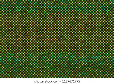 Background with bright dots, circles. Abstract sequins, rhinestones, glitter background. Perforated surface. Shining texture. Vector illustration. Different shades of green yellow color