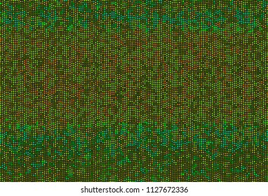 Background with bright dots, circles. Abstract sequins, rhinestones, glitter background. Perforated surface. Shining texture. Vector illustration. Different shades of green yellow color