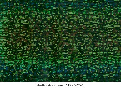 Background with bright dots, circles. Abstract sequins, rhinestones, glitter background. Perforated surface. Shining texture. Vector illustration. Different shades of green. blue, violet color