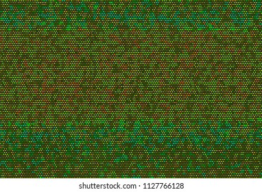 Background with bright dots, circles. Abstract sequins, rhinestones, glitter background. Perforated surface. Shining texture. Vector illustration. Different shades of green yellow color