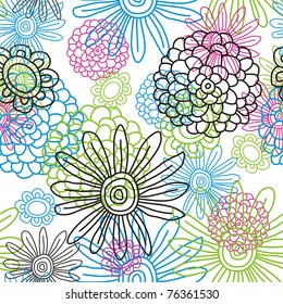 background with bright flowers, seamless
