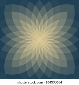 Background with bright  geometric flower. Flow  spectral light.