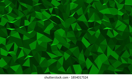 The background is a bright green geometric abstract.