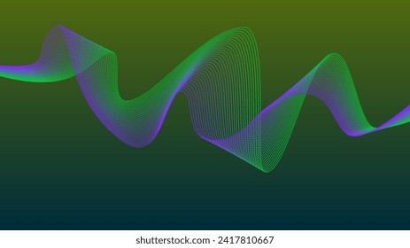 Background Bright Green Pink wave lines. Flowing waves design. Abstract digital equalizer sound wave Flow. Line Vector illustration for tech futuristic innovation concept background Graphic design.